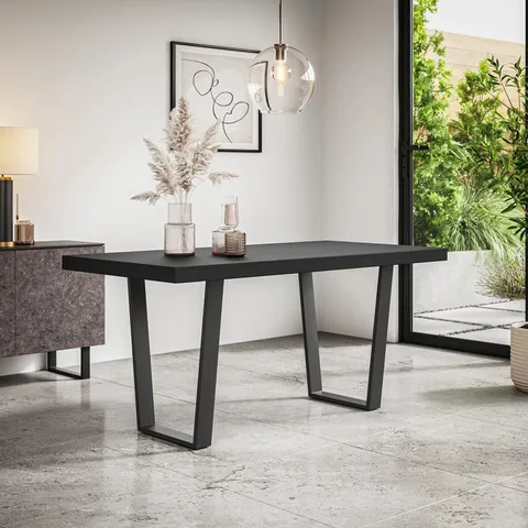 BOXED SHARDUL DINING TABLE MODERN TABLE W BLACK LEGS 