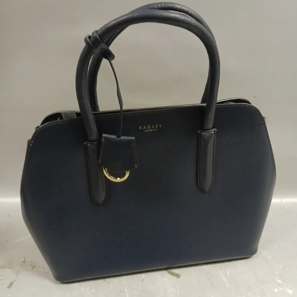RADLEY LONDON WOMENS LEATHER NAVY ZIP TOP BAG 
