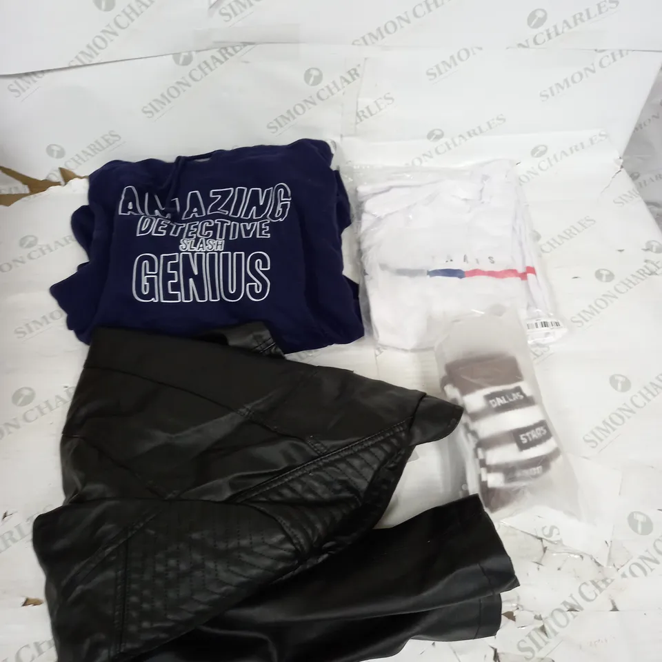 BOX OF APPROXIMATELY 18 ASSORTED ITEMS TO INCLUDE - DRESSES , JUMPERS , AND  T-SHIRTS ETC
