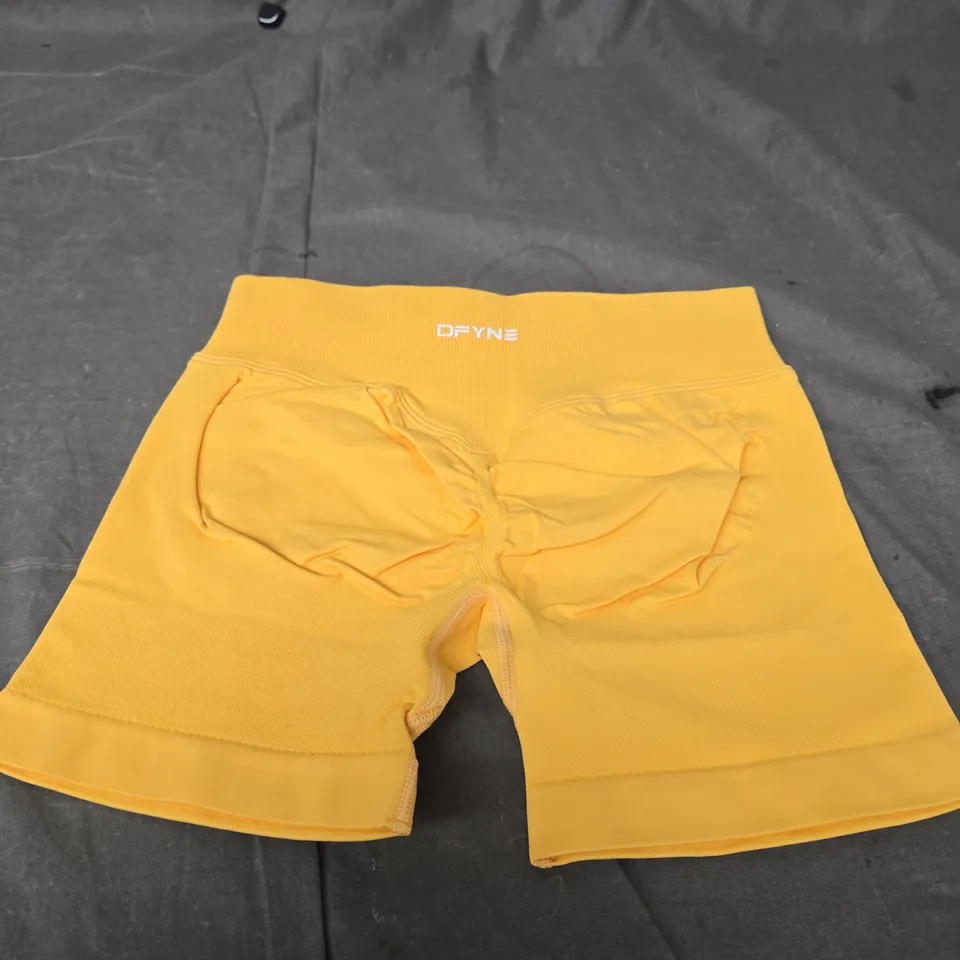 DFYNE YELLOW GYM SHORTS SIZE S