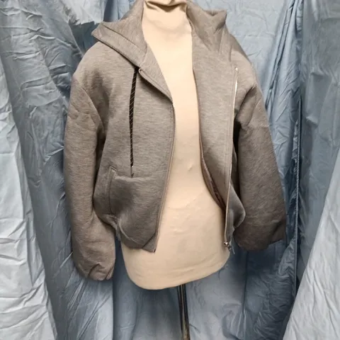 ZARA GREY ZIP-UP HOODIE JACKET, XS – WOMEN