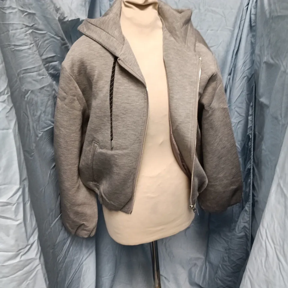 ZARA GREY ZIP-UP HOODIE JACKET, XS – WOMEN