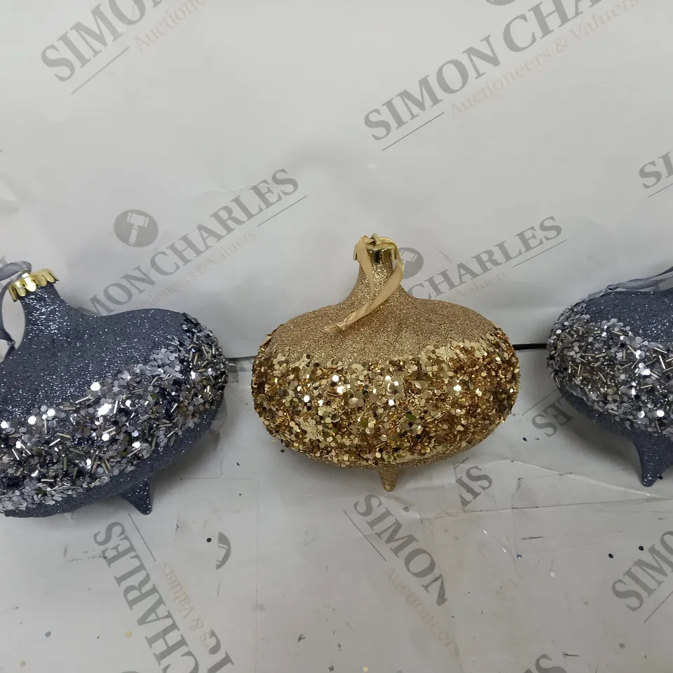 ALISON CORK SET OF GLITTER ELLIPSE BAUBLES