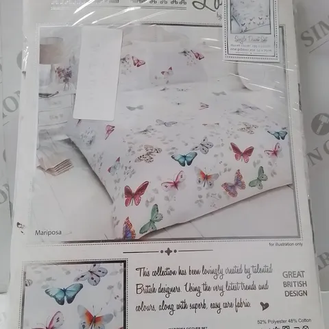BRAND NEW BUTTERFLY DESIGN SINGLE MULTICOLOURED DUVET COVER SET