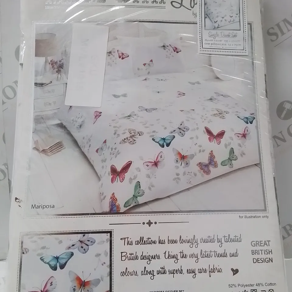 BRAND NEW BUTTERFLY DESIGN SINGLE MULTICOLOURED DUVET COVER SET 