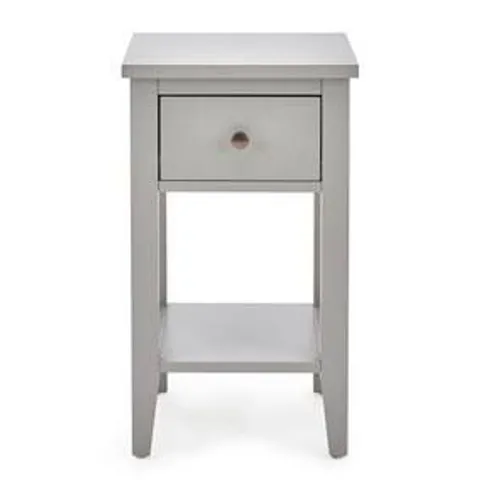 BOXED LYNTON 1 DRAWER SMALL BEDSIDE TABLE - GREY (1 BOX)