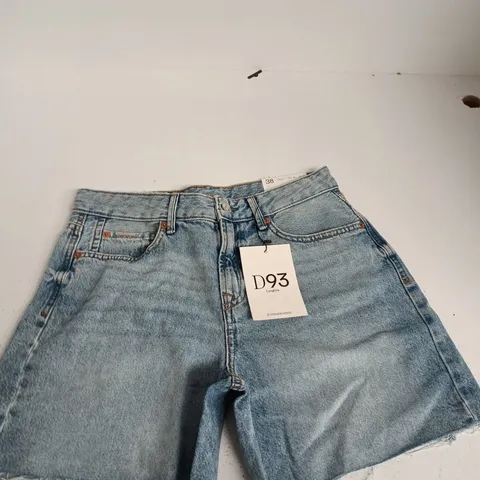 STRADIVARIUS LONGLINE DENIM SHORTS – HIGH-RISE, UK 10 (MADE IN EGYPT)