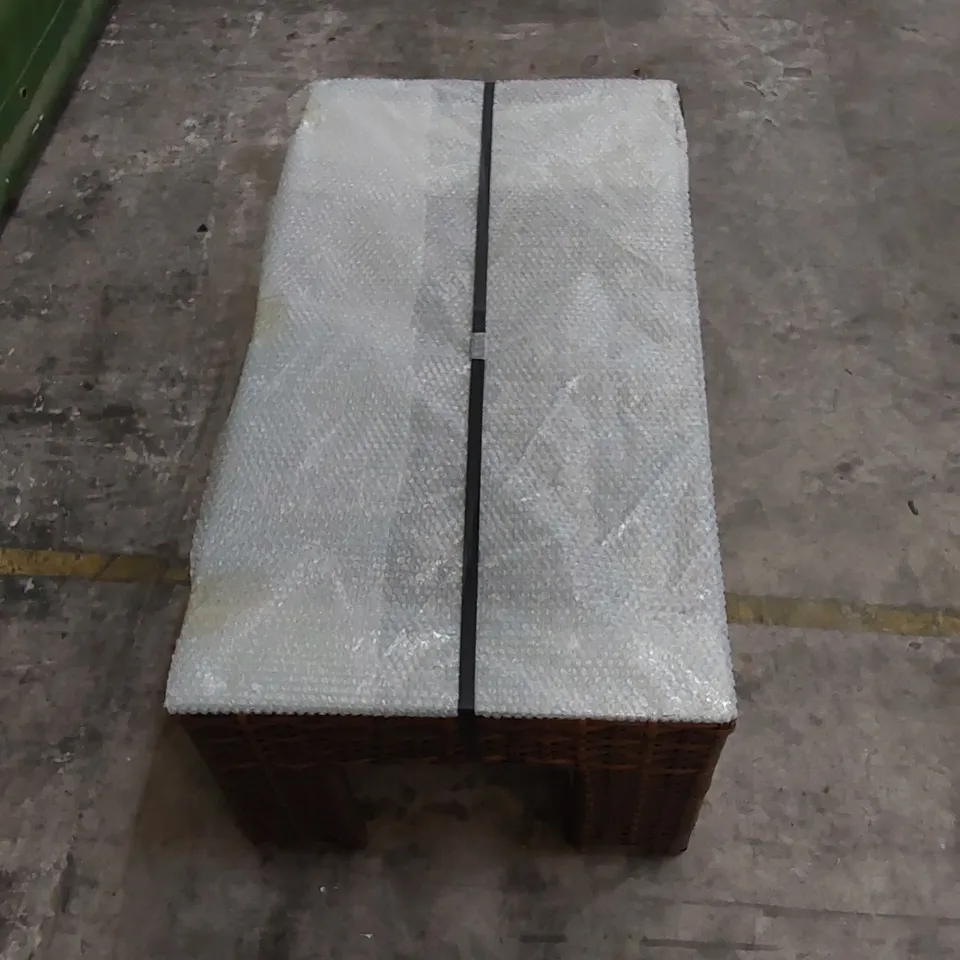 DESIGNER SMALL CHOCOLATE MIX RATTAN COFFEE TABLE WITH GLASS TOP