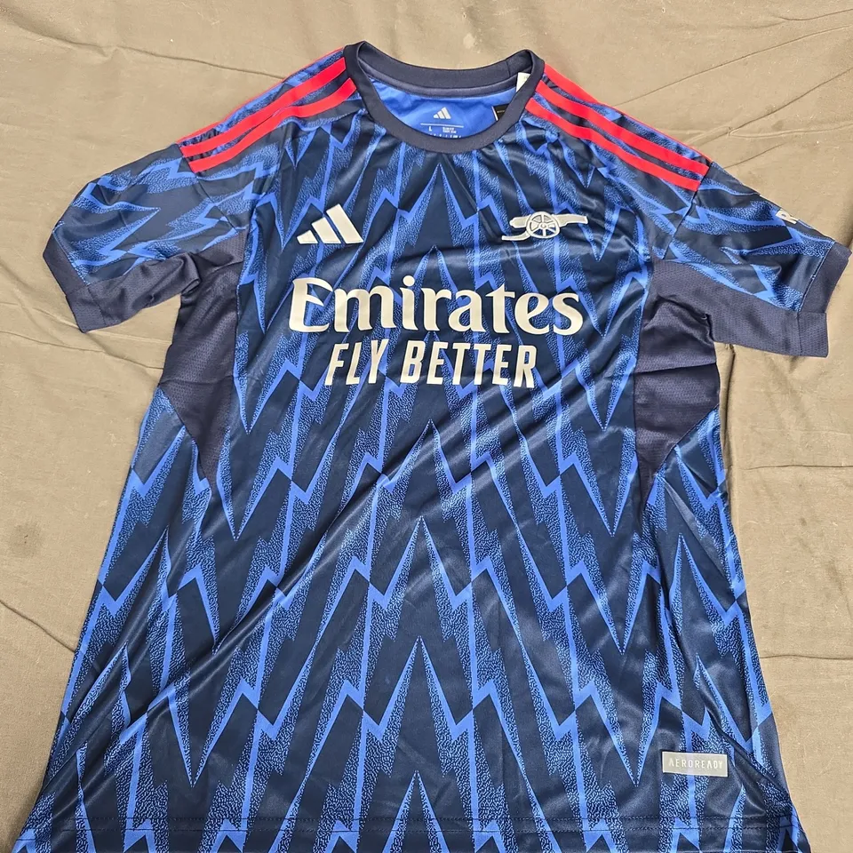 ARSENAL FC ADIDAS AWAY JERSEY – BLUE ZIGZAG, SIZE L, SLIM FIT