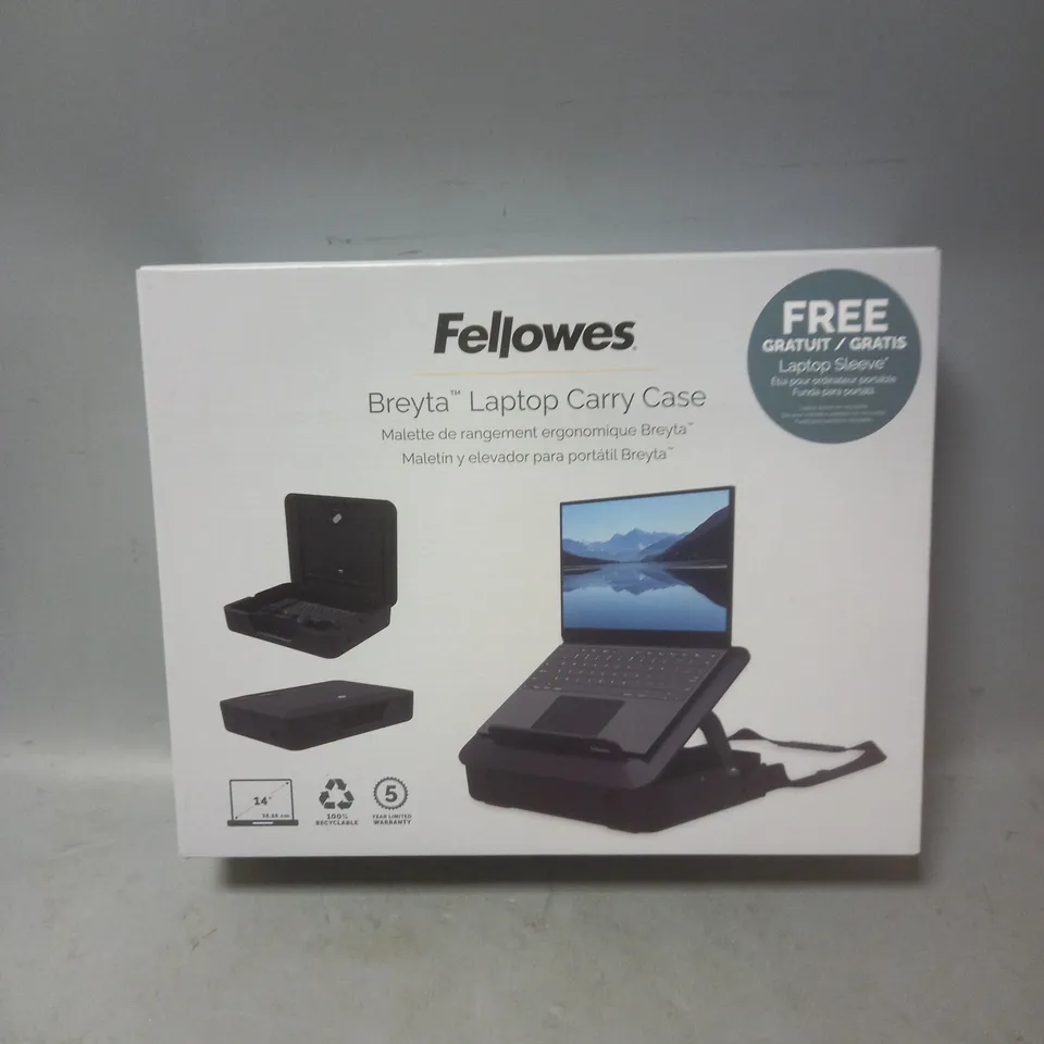 BOXED FELLOWES BRETYA LAPTOP CARRY CASE IN BLACK