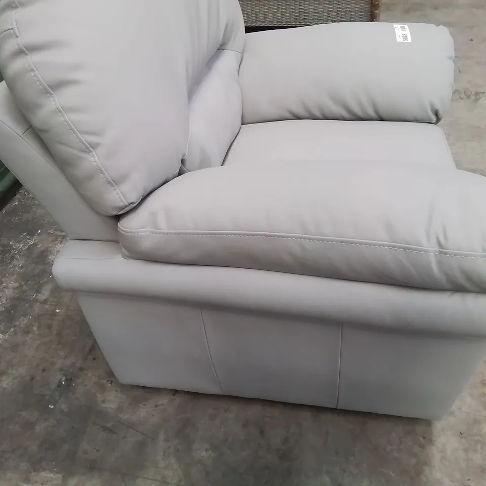 DESIGNER EASY CHAIR LIGHT GREY FAUX LEATHER 