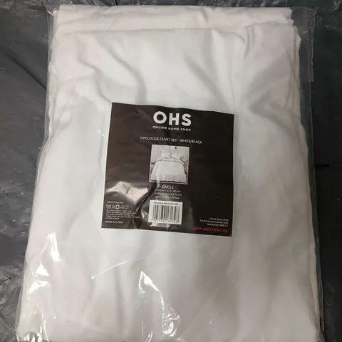 OHS PIPED EDGE DUVET SET (SINGLE) - WHITE/BLACK