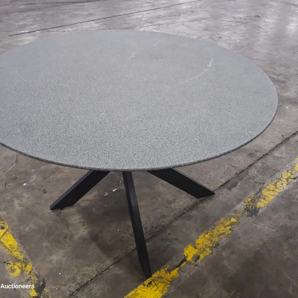 DESIGNER CIRCULAR DINING TABLE BLACK WOODEN X SUPPORTS