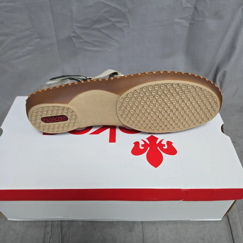 RIEKER OPENED HANDSEWN SHOE- CREAM SIZE 6