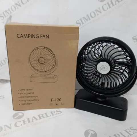BOXED F-120 CAMPING FAN IN BLACK