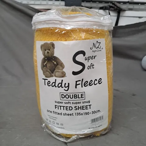 NIGHT ZONE TEDDY FLEECE FITTED SHEET - YELLOW - DOUBLE
