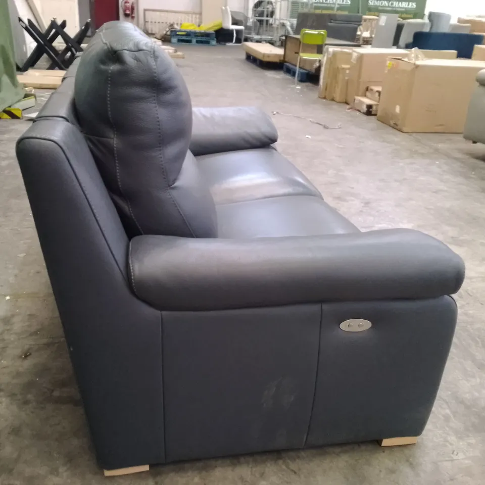 QUALITY ITALIAN DESIGNER MORENO 2 SEATER MAXI ELECTRIC RECLINER SOFA - DARK GREY LEATHER 