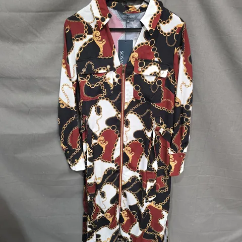 SOSANDAR ZIP FRONT BELTED UTILITY SHIRT DRESS - MULTI, UK 10