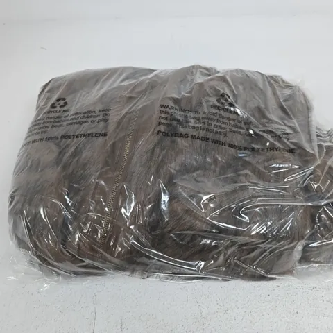 2 BAGGED FAUX FUR BOMBER JACKETS ON BROWN