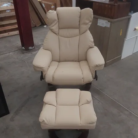 LADAISIA FAUX LEATHER MANUAL SWIVEL RECLINER WITH FOOTSTOOL