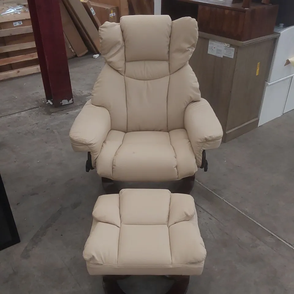 LADAISIA FAUX LEATHER MANUAL SWIVEL RECLINER WITH FOOTSTOOL