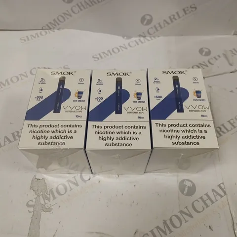 BOX OF 30 SMOK 2% VVOW VAPE ENERGY DISPOSABLE VAPES