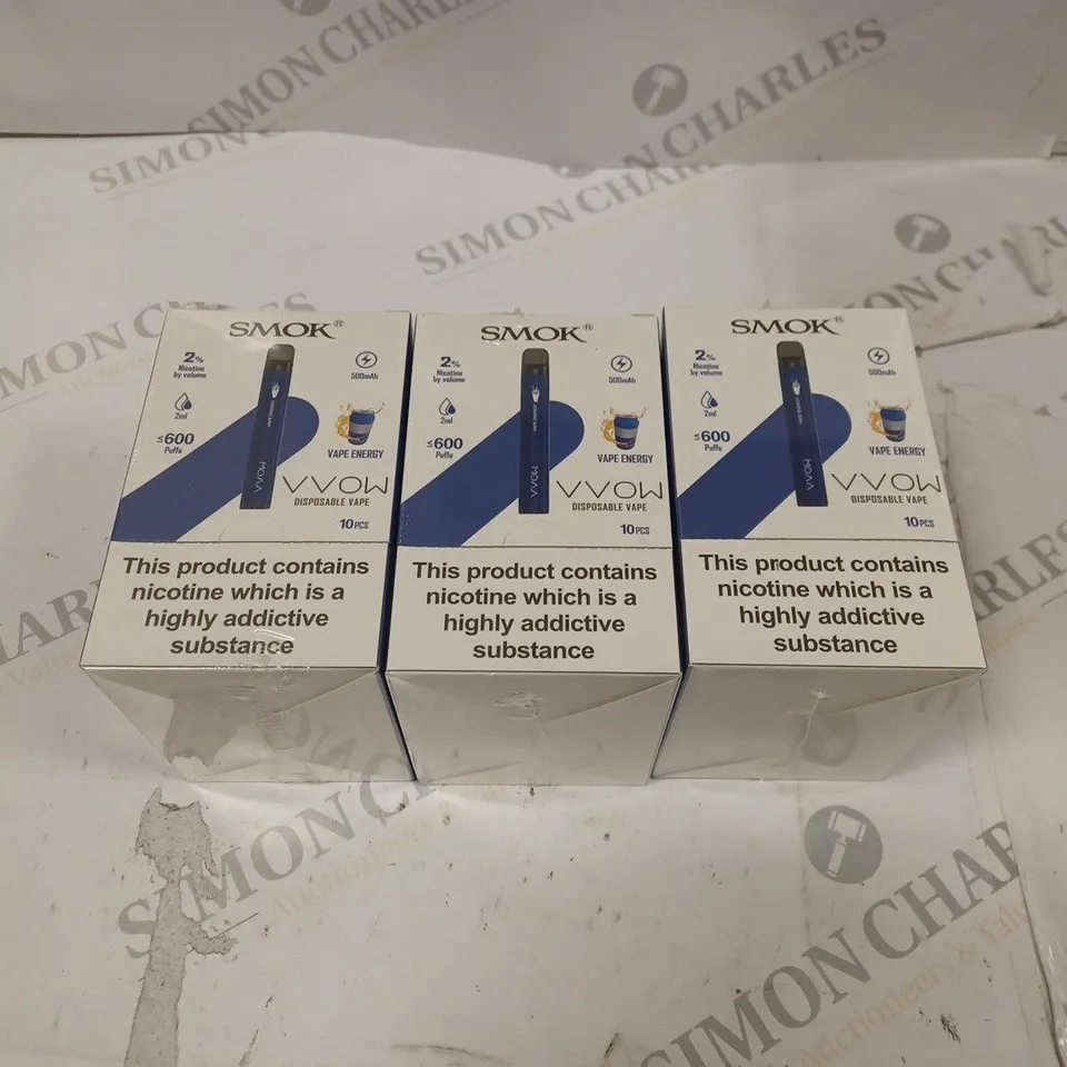 BOX OF 30 SMOK 2% VVOW VAPE ENERGY DISPOSABLE VAPES