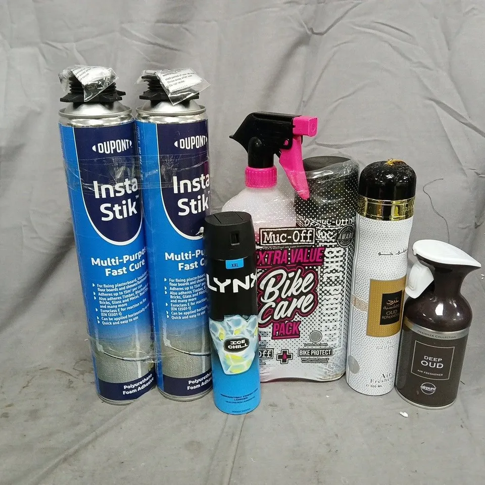 APPROXIMATELY 8 ASSORTED AEROSOLS TO INCLUDE AIRPURE DEEP OUD, LYNX ICE CHILL, INSTA STIK, ETC - COLLECTION ONLY