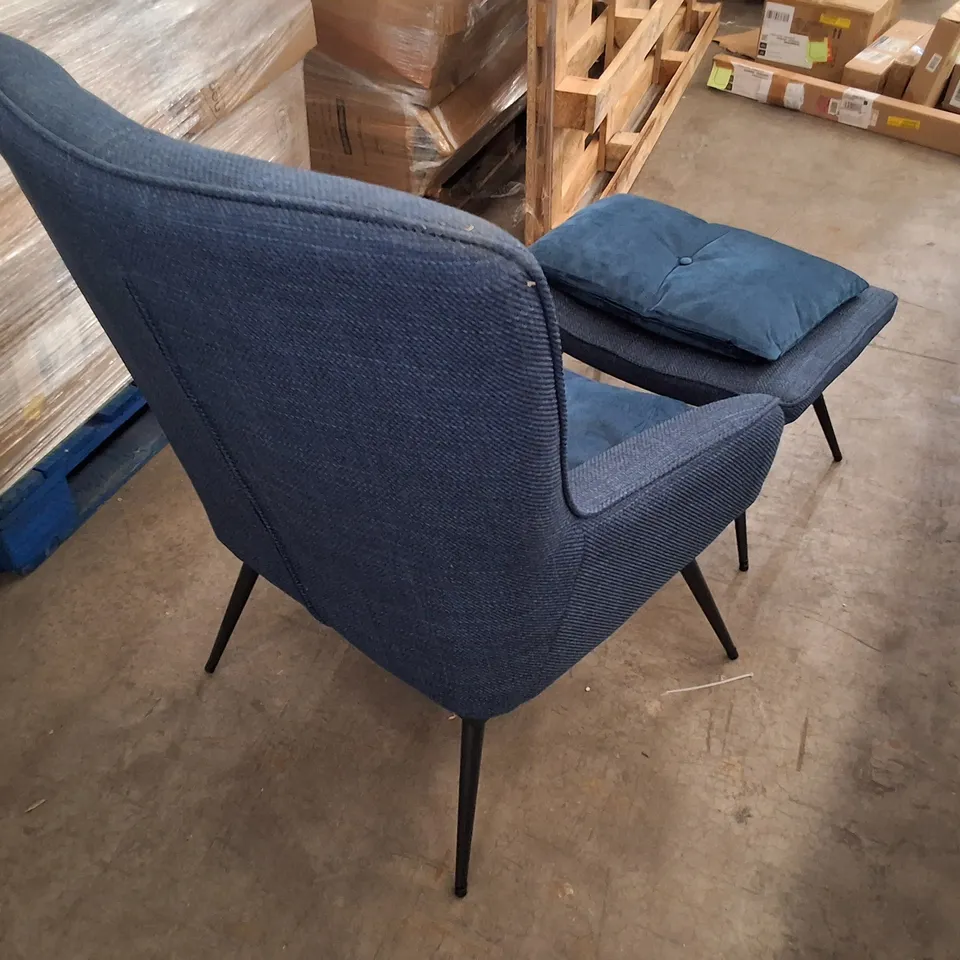 JESSAMINE ARMCHAIR WITH FOOTSTOOL - BLUE 
