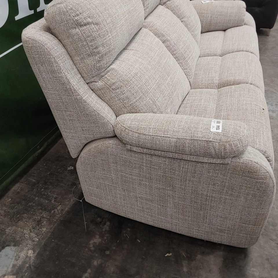 QUALITY BRITISH DESIGNER G PLAN KINGSBURY THREE SEATER SOFA BEACH CARAMEL FABRIC 