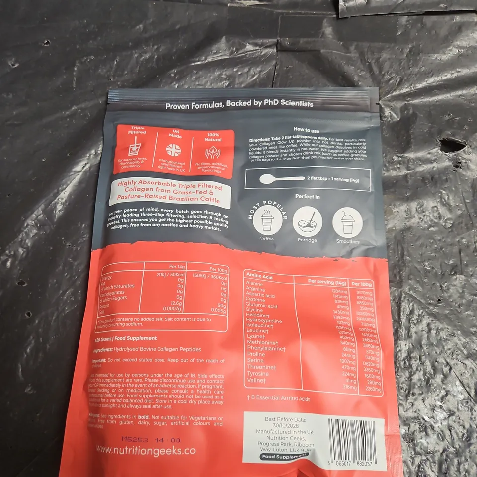 NUTRITION GEEKS COLLAGEN GLOW UP – HYDROLYSED BRAZILIAN COLLAGEN POWDER, 420G 