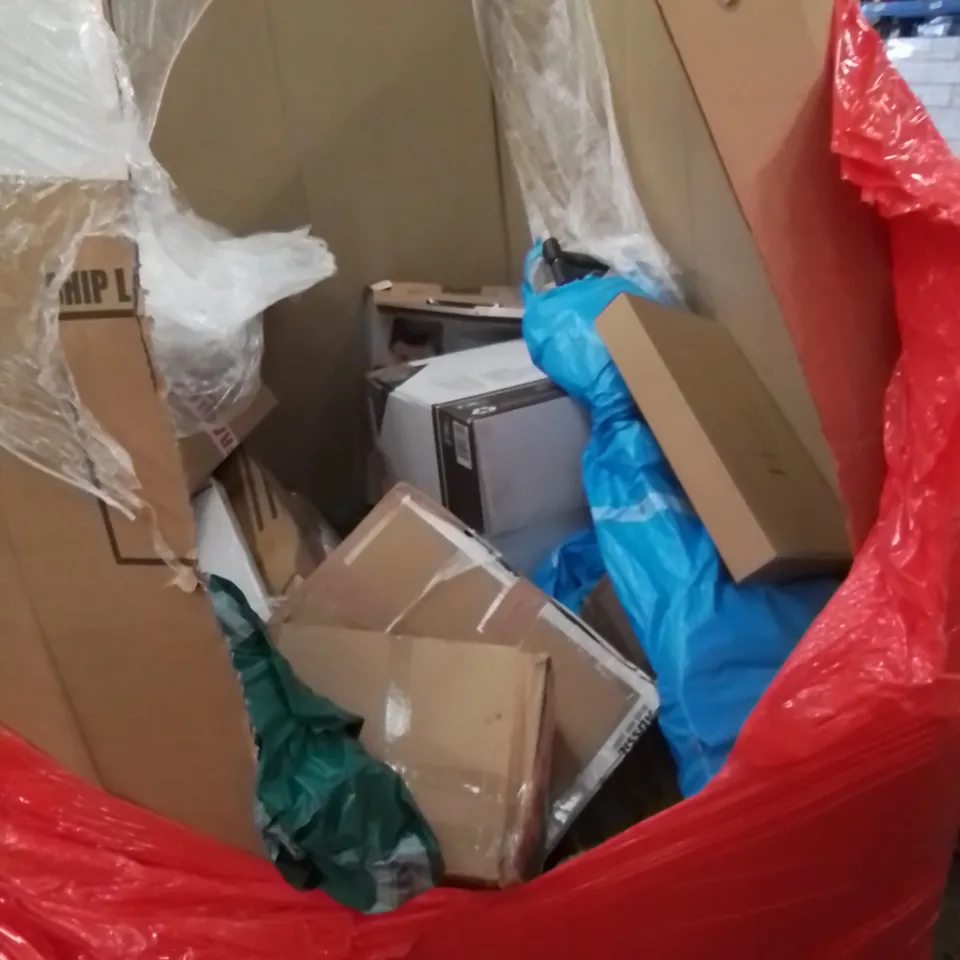 PALLET CONTAINING HOME IMPROVEMENT AND HOUSEHOLD PRODUCTS. INCLUDES PUNCHING BALL, YOGA MAT, TV STAND, TENT ETC