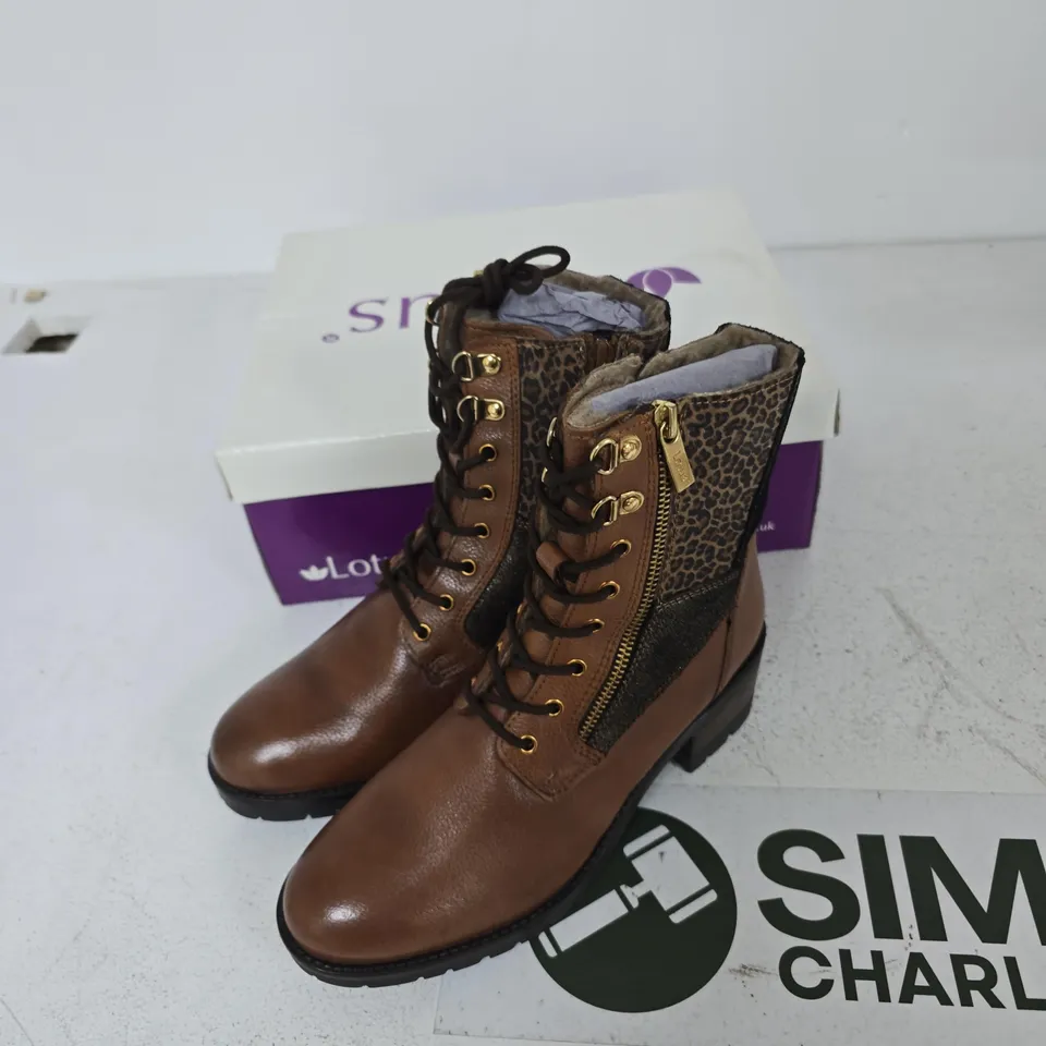 LOTUS OKLAHOMA ULB265 TAN LEATHER BOOTS SIZE 6 