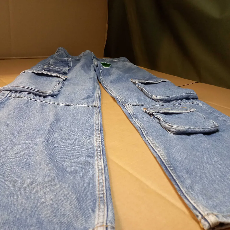 BERSHKA BLUE DENIM/CARGO JEANS - SIZE 8