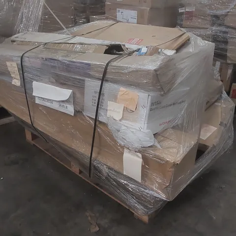 PALLET CONTAINING A LARGE QUANTITY OF ASSORTED ITEMS INCLUDING: WOODEN GARDEN PARASOL, WALL HUNG BASIN, SINK ECT