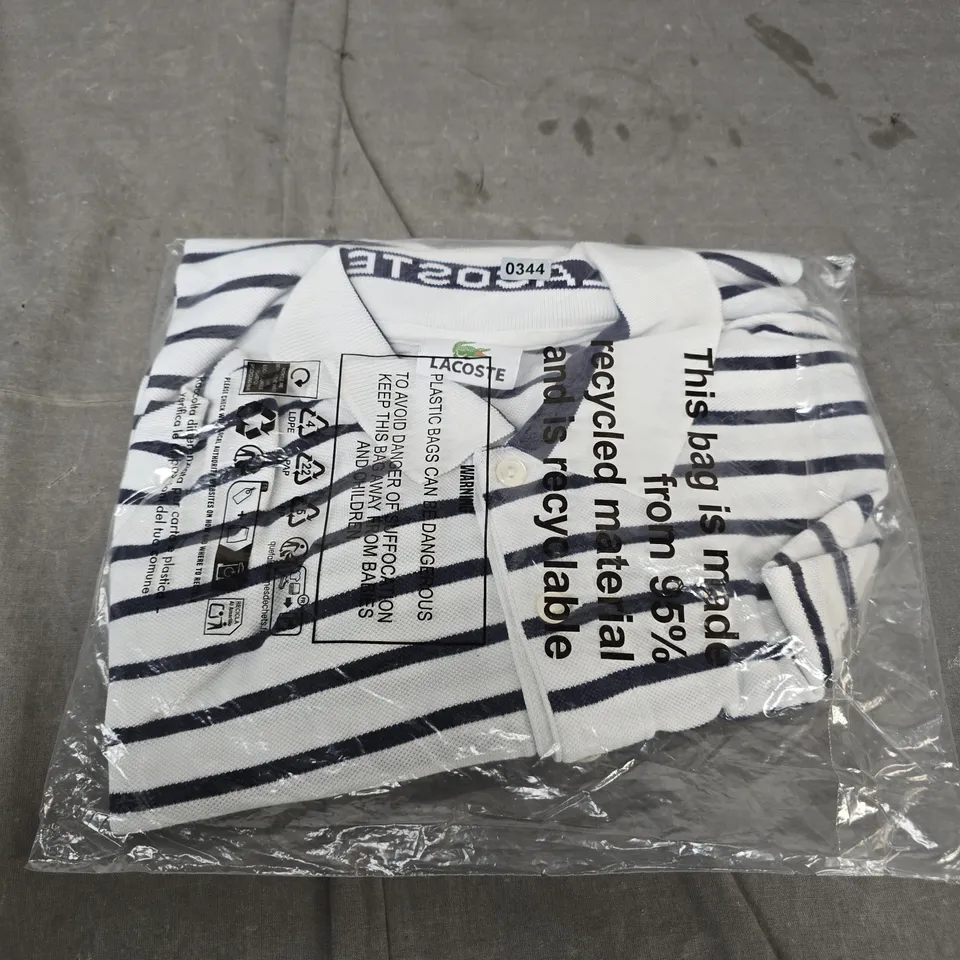 LACOSTE STRIPPED POLO TOP SIZE UNSPECIFIED