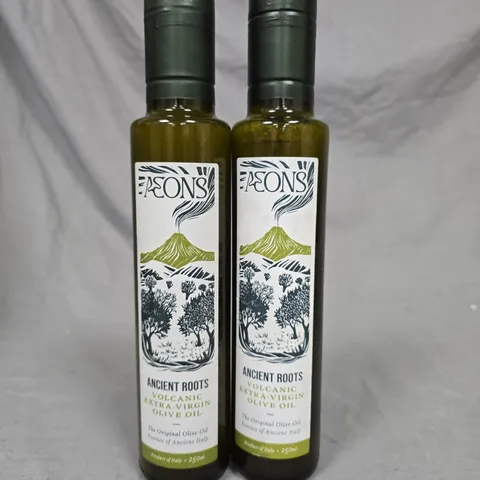 LOT OF 2 AEONS 250ML ANCIENT ROOTS VOLCANIC EXTRA VIRGIN OLIVE OIL