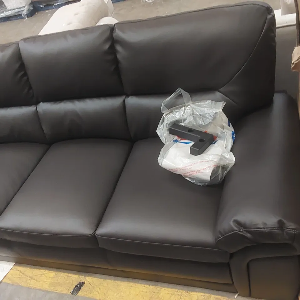 QUALITY DESIGNER 3-SEATER FAUX LEATHER UPHOLSTERED SOFA