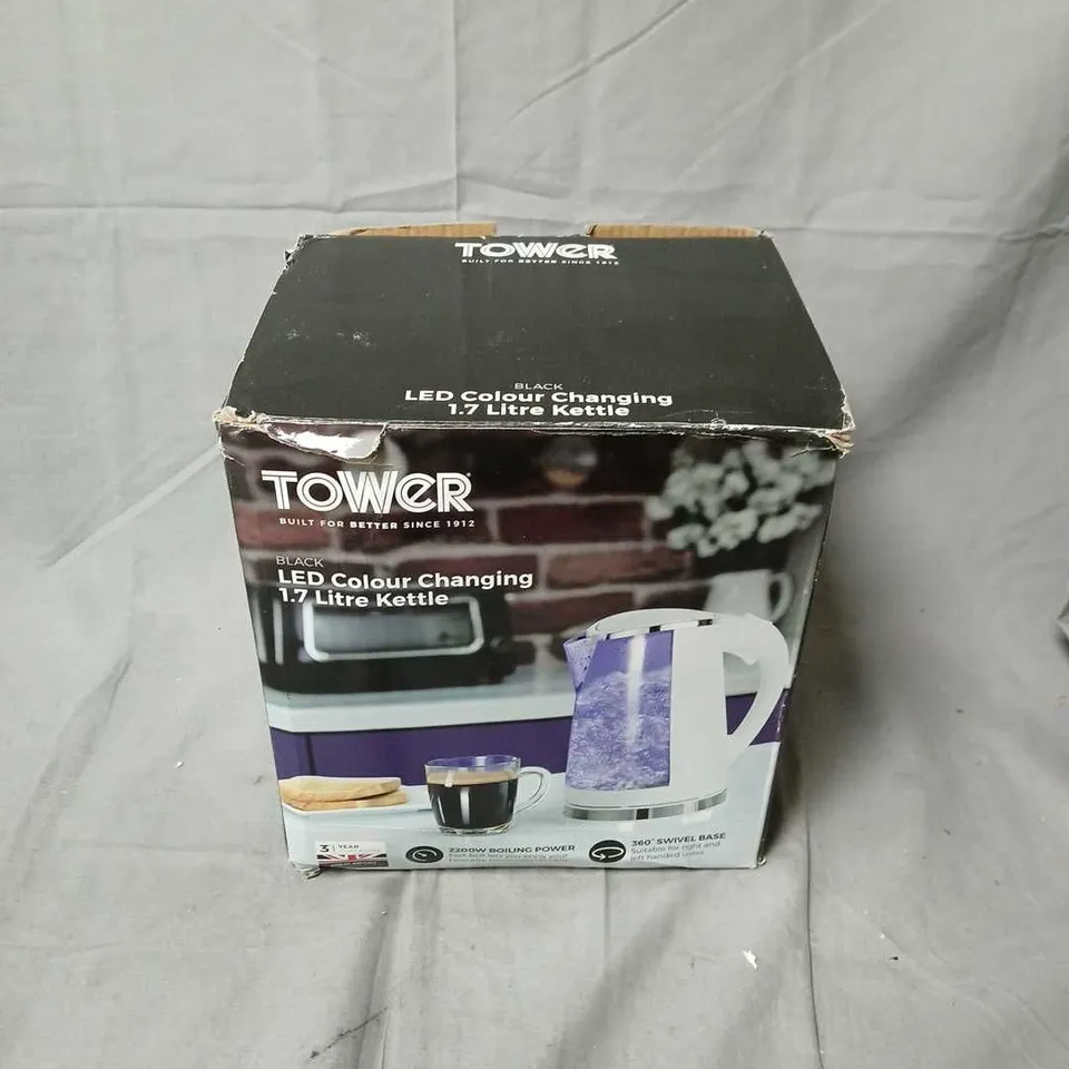 TOWER BLACK LED COLOUR CHANGING 1.7 LITRE KETTLE – BOXED