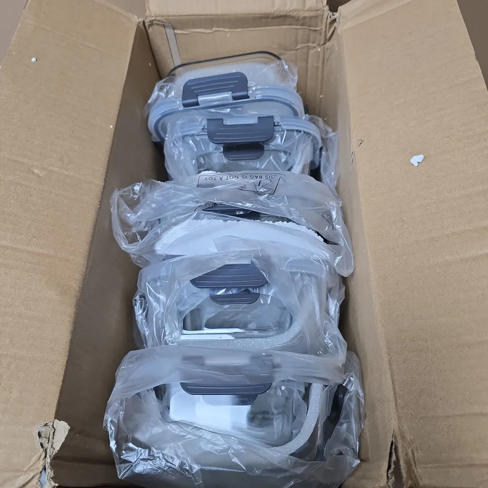 SET OF 10 GLASS FOOD STORAGE CONTAINERS WITH LIDS BOXED