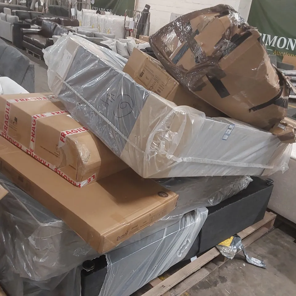 PALLET CONTAINING A LARGE QUANTITY OF ASSORTED DESIGNER FURNITURE/DIVAN BASE PARTS ECT