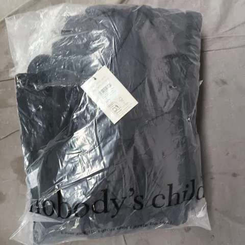 BAGGED NOBODY'S CHILD TARRANT SCARF QUILTED COAT IN BLACK SIZE MEDIUM