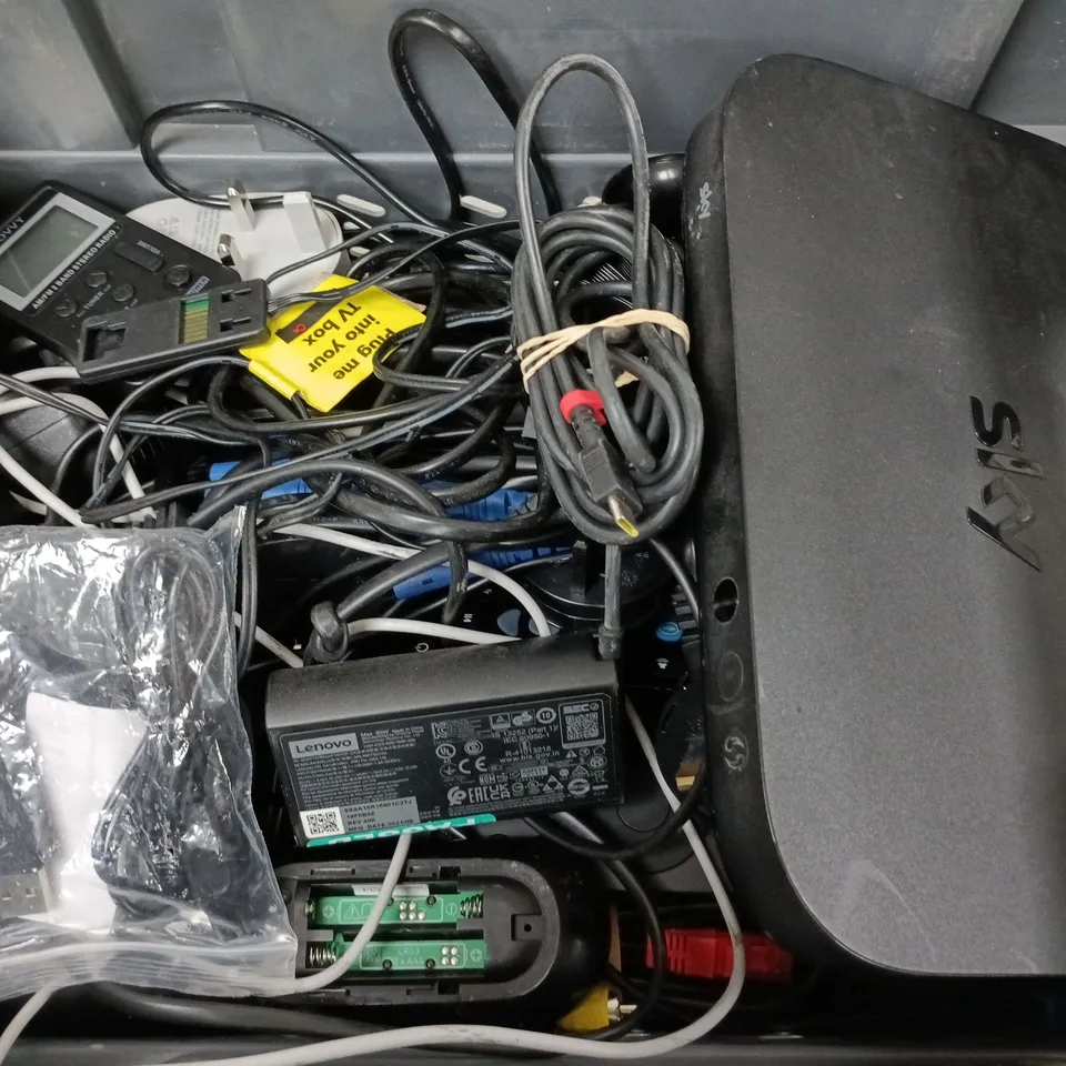 APPROXIMATELY 12 ASSORTED HOUSEHOLD ITEMS TO INCLUDE ROUTERS, CABLES, REMOTES, ETC