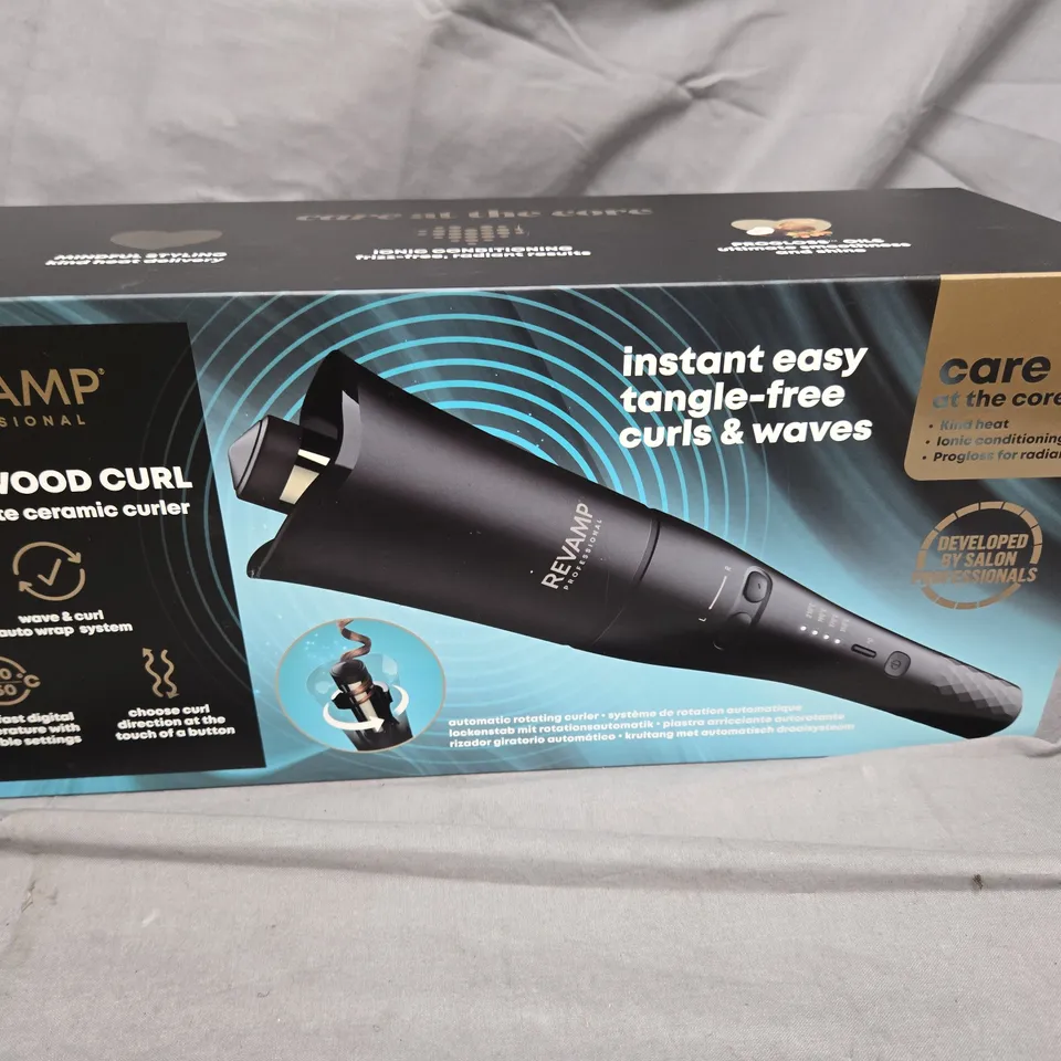 REVAMP PROFESSIONAL HOLLYWOOD CURL AUTO-ROTATE CERAMIC CURLER – BOXED