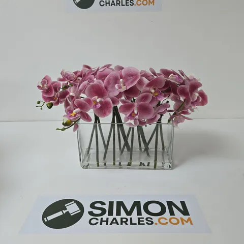 PINK PHALAENOPSIS ORCHID ARRANGEMENT IN GLASS VASE