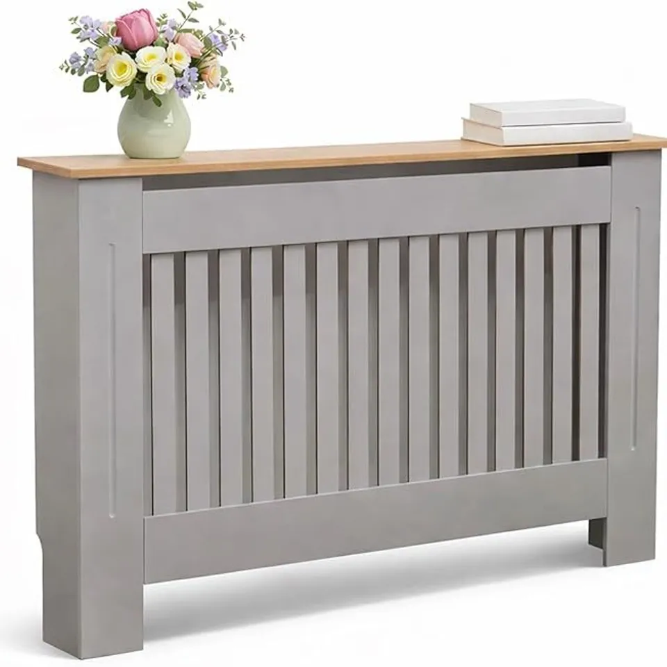 OYPLA MEDIUM GREY WOODEN SLATTED GRILL RADIATOR COVER MDF CABINET