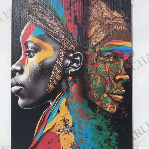 SIGNED WALL MOUNTABLE CANVAS "AFRICAN DUALITY" ART PRINT