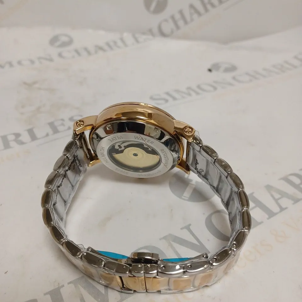 MEN’S HELMA DH AUTOMATIC WORLD VIEW WATCH – TOURBILLON MOVEMENT – BLUE DIAL – STAINLESS STEEL STRAP – GLASS EXHIBITION BACK CASE