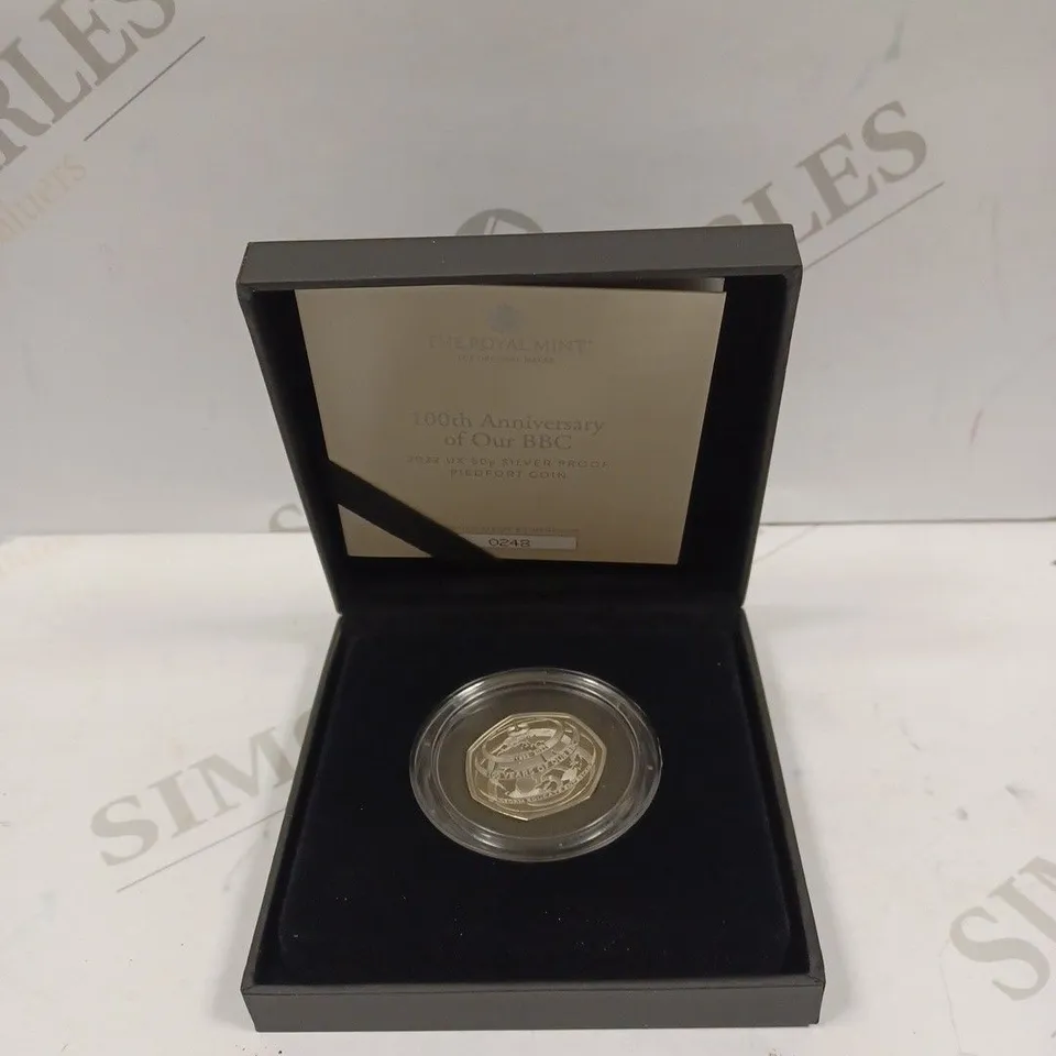 THE ROYAL MINT 100TH ANNIVERSARY OF OUR BBC 2022 UK 50P SILVER PROOF PIEDFORT COIN 