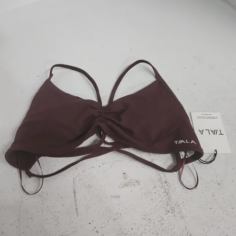 TALA SCULPT SEAMLESS RUCHED CROSS-BACK SPORTS BRA – FIG – SIZE S